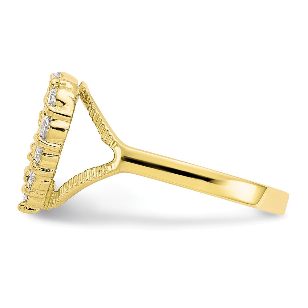 10k Yellow Gold CZ I Love You Heart Ring, Size: 6