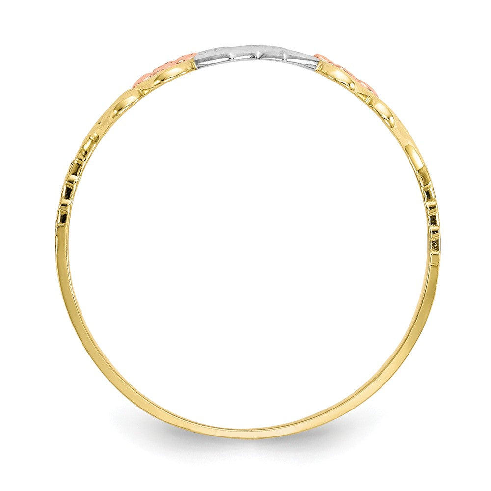 10k Two-Tone Gold & Rhodium Double Heart Ring, Size: 6
