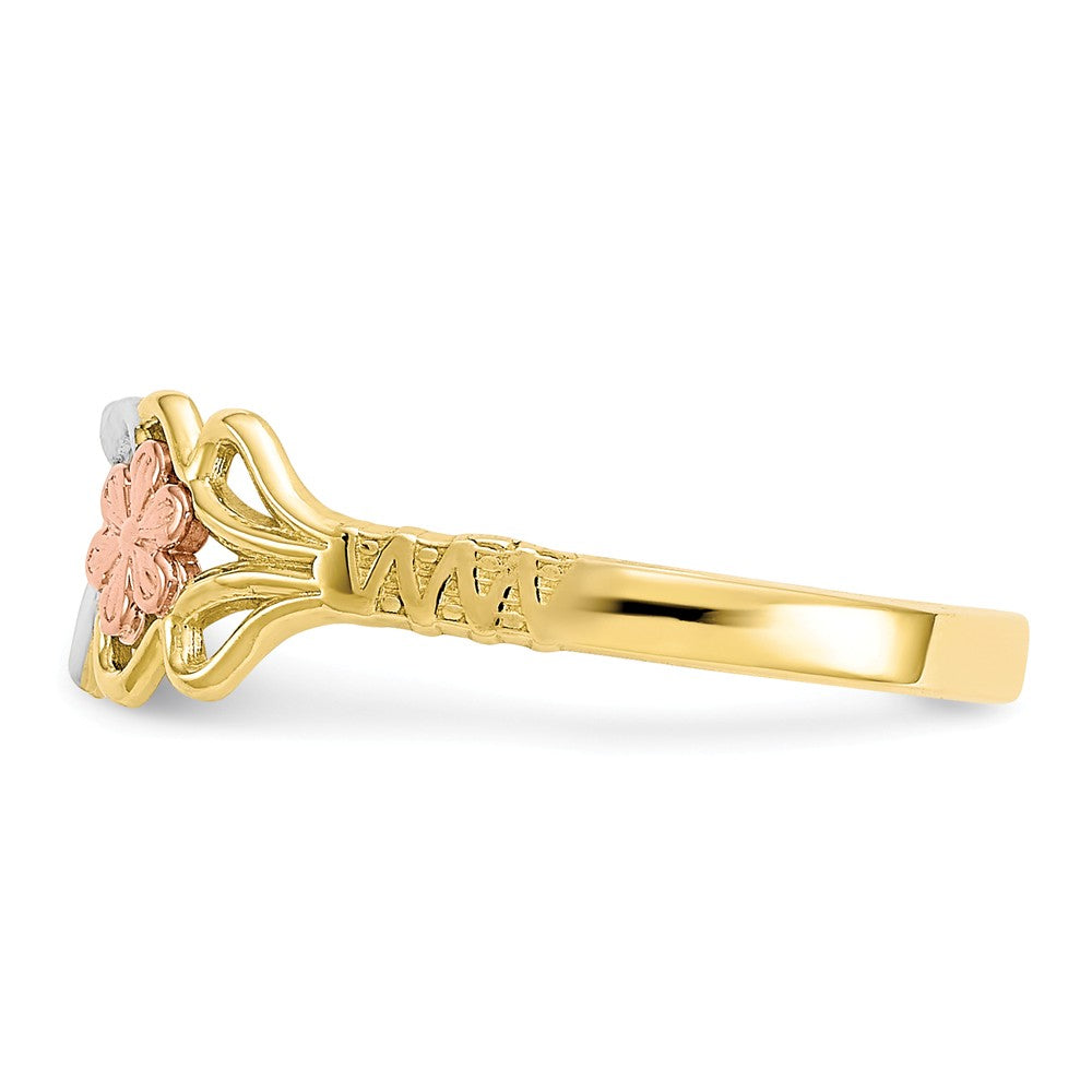 10k Two-Tone Gold & Rhodium Double Heart Ring, Size: 6