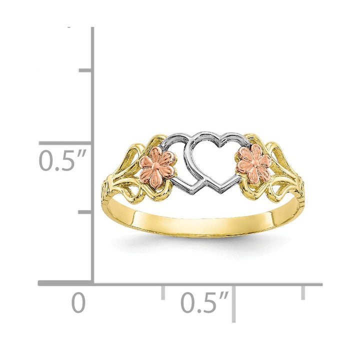 10k Two-Tone Gold & Rhodium Double Heart Ring, Size: 6
