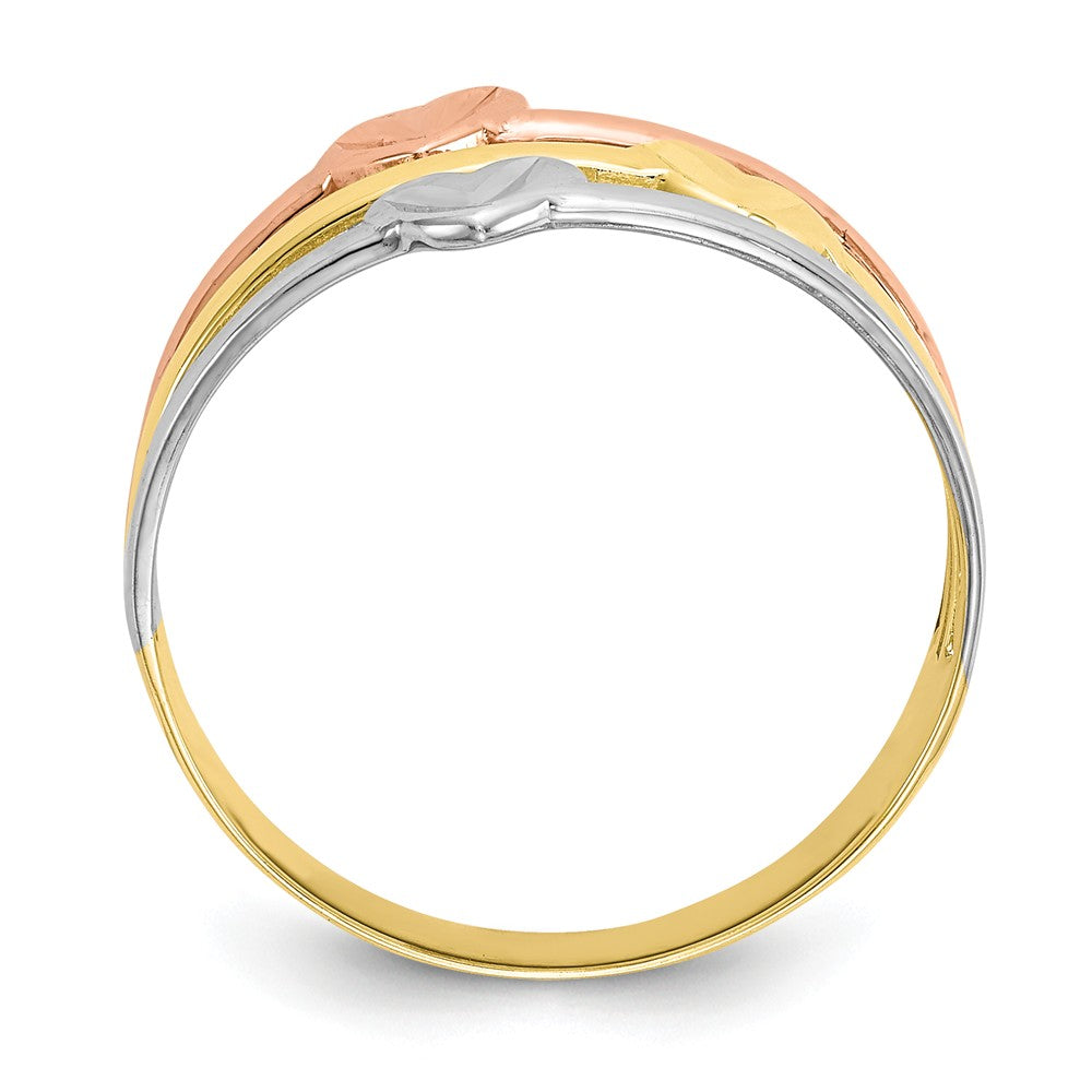 10k Two-tone with White Rhodium Polished Heart Ring, Size: 6