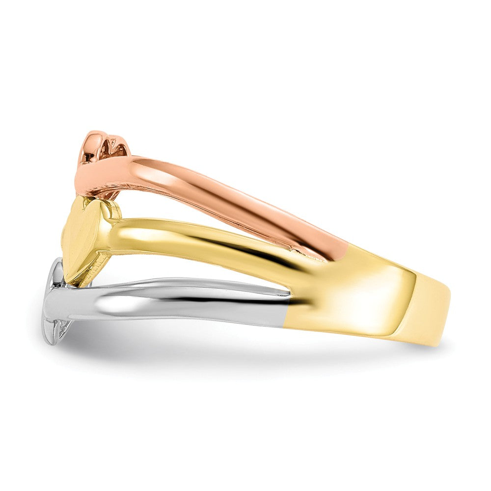 10k Two-tone with White Rhodium Polished Heart Ring, Size: 6