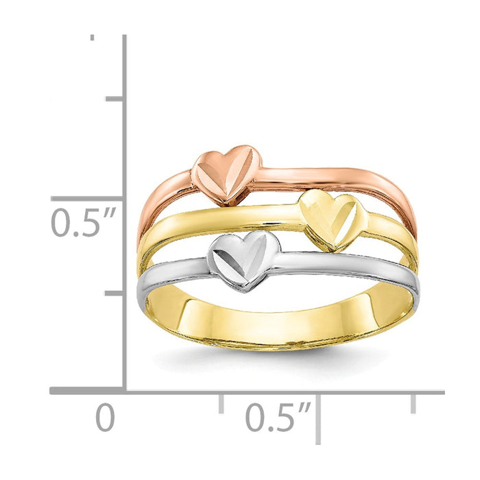 10k Two-tone with White Rhodium Polished Heart Ring, Size: 6