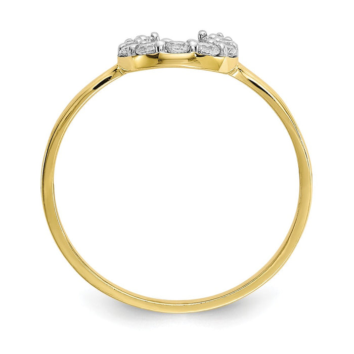 10k Yellow Gold CZ Horse Shoe Ring, Size: 6