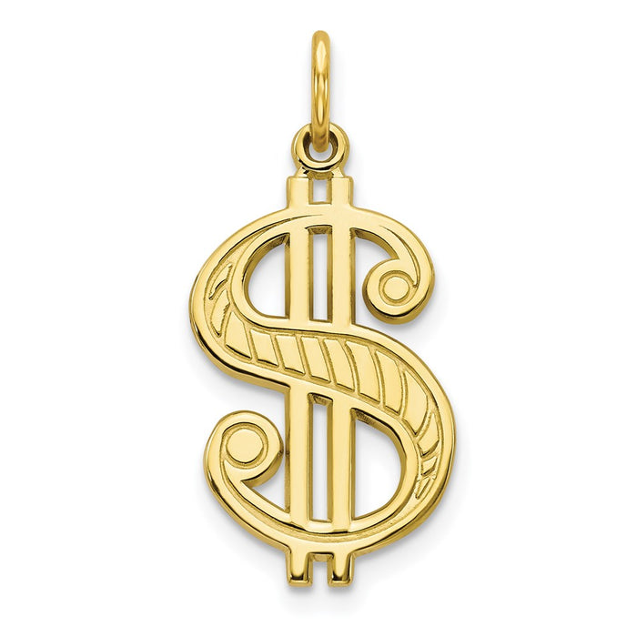 Million Charms 10K Yellow Gold Themed Solid Polished Dollar Sign Charm