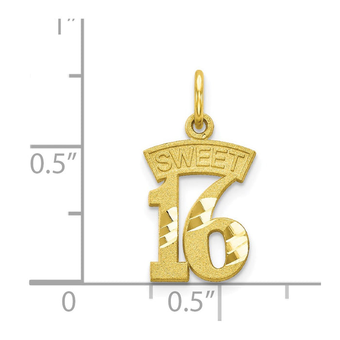 Million Charms 10K Yellow Gold Themed Sweet 16 Birthday Charm