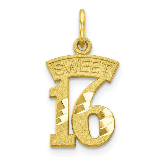 Million Charms 10K Yellow Gold Themed Sweet 16 Birthday Charm