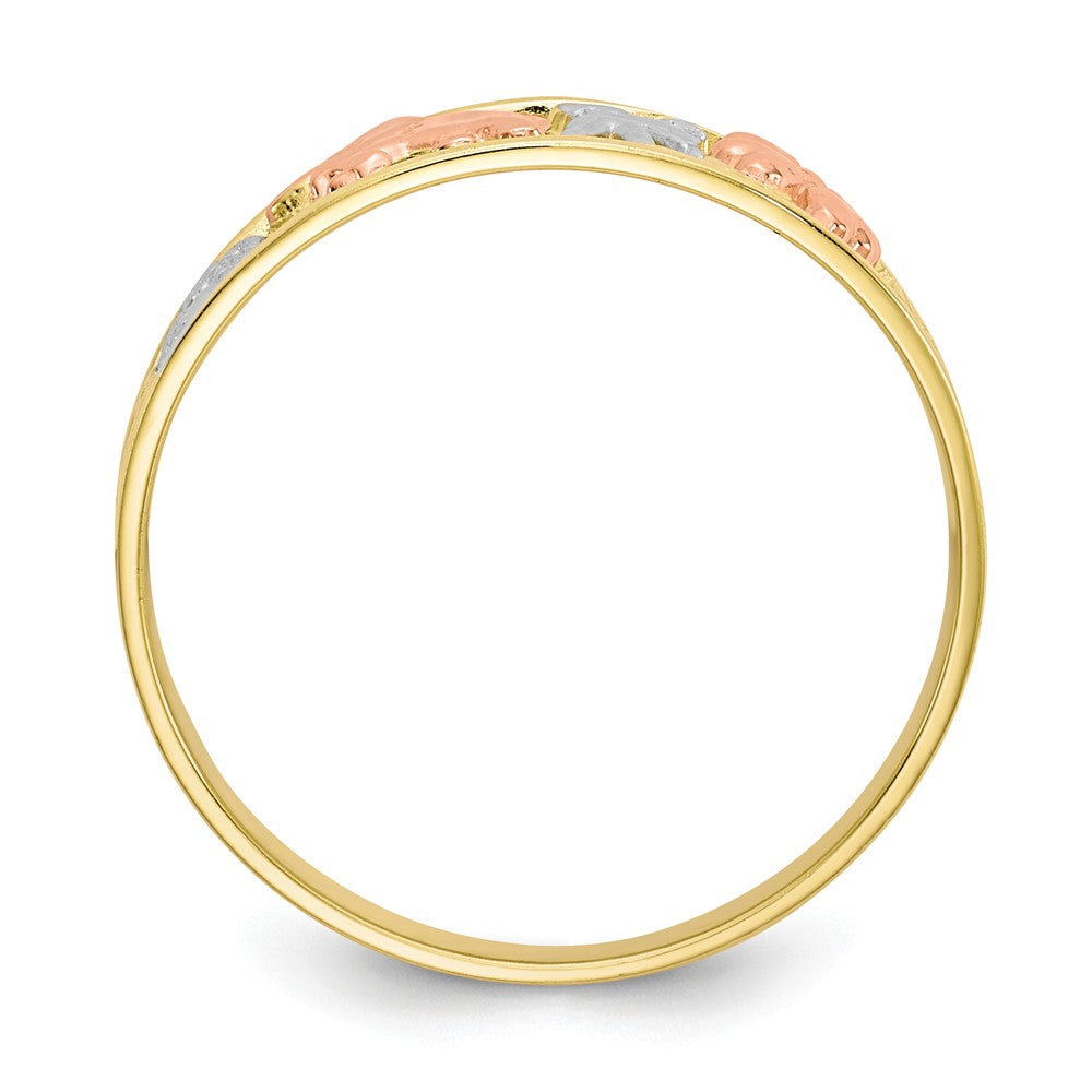10k Two-Tone Gold & White Rhodium Good Luck Ring, Size: 6
