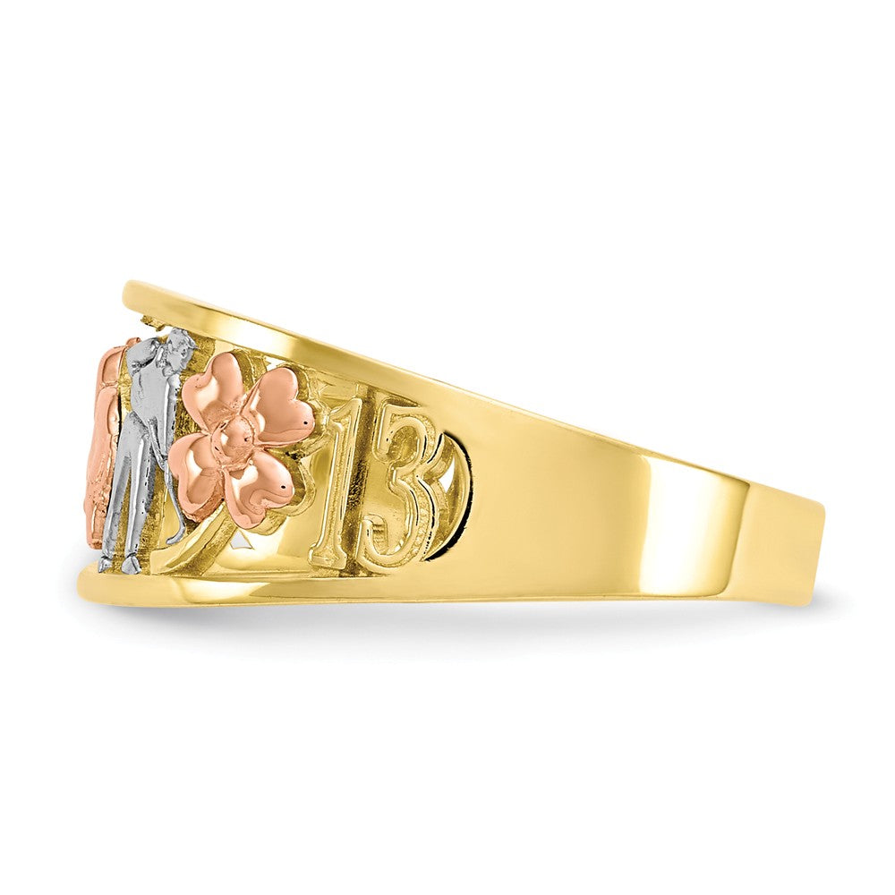 10k Two-Tone Gold & White Rhodium Good Luck Ring, Size: 6