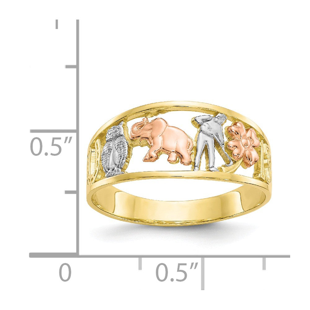 10k Two-Tone Gold & White Rhodium Good Luck Ring, Size: 6