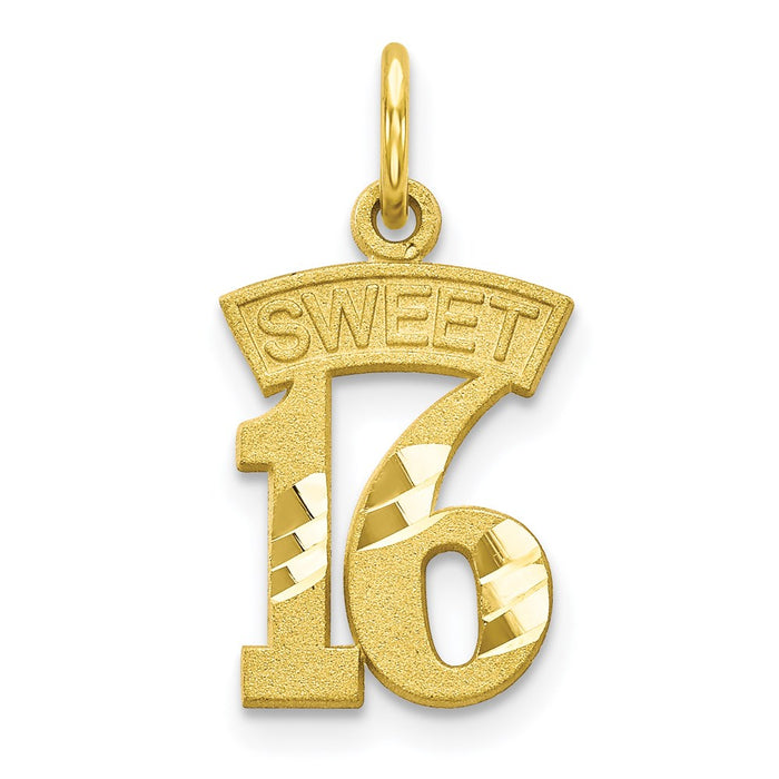 Million Charms 10K Yellow Gold Themed Sweet 16 Birthday Charm