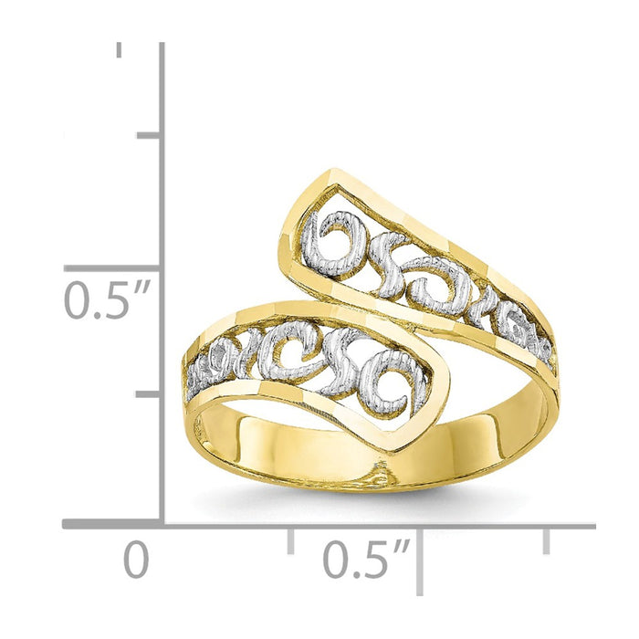 10k & Rhodium Filigree Ring, Size: 6