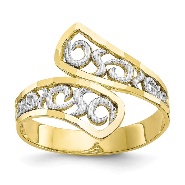 10k & Rhodium Filigree Ring, Size: 6