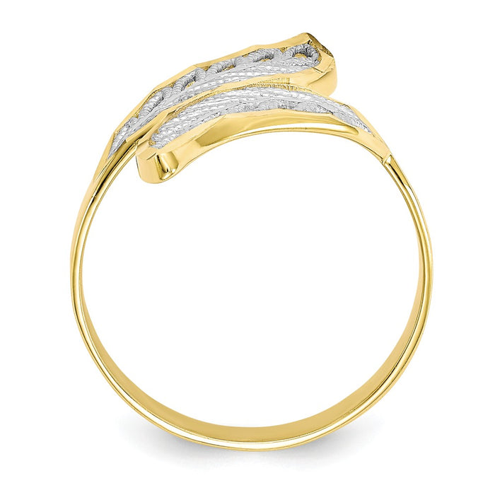 10k & Rhodium Diamond-cut Filigree Ring, Size: 6