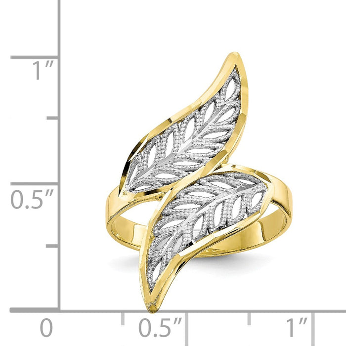 10k & Rhodium Diamond-cut Filigree Ring, Size: 6