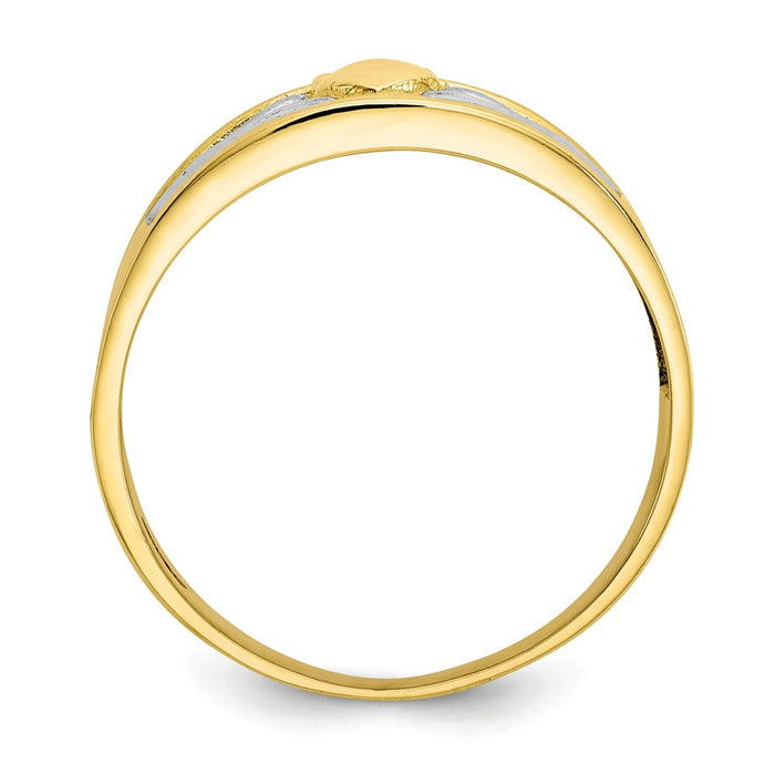 10k & Rhodium Men's Claddagh Ring, Size: 10