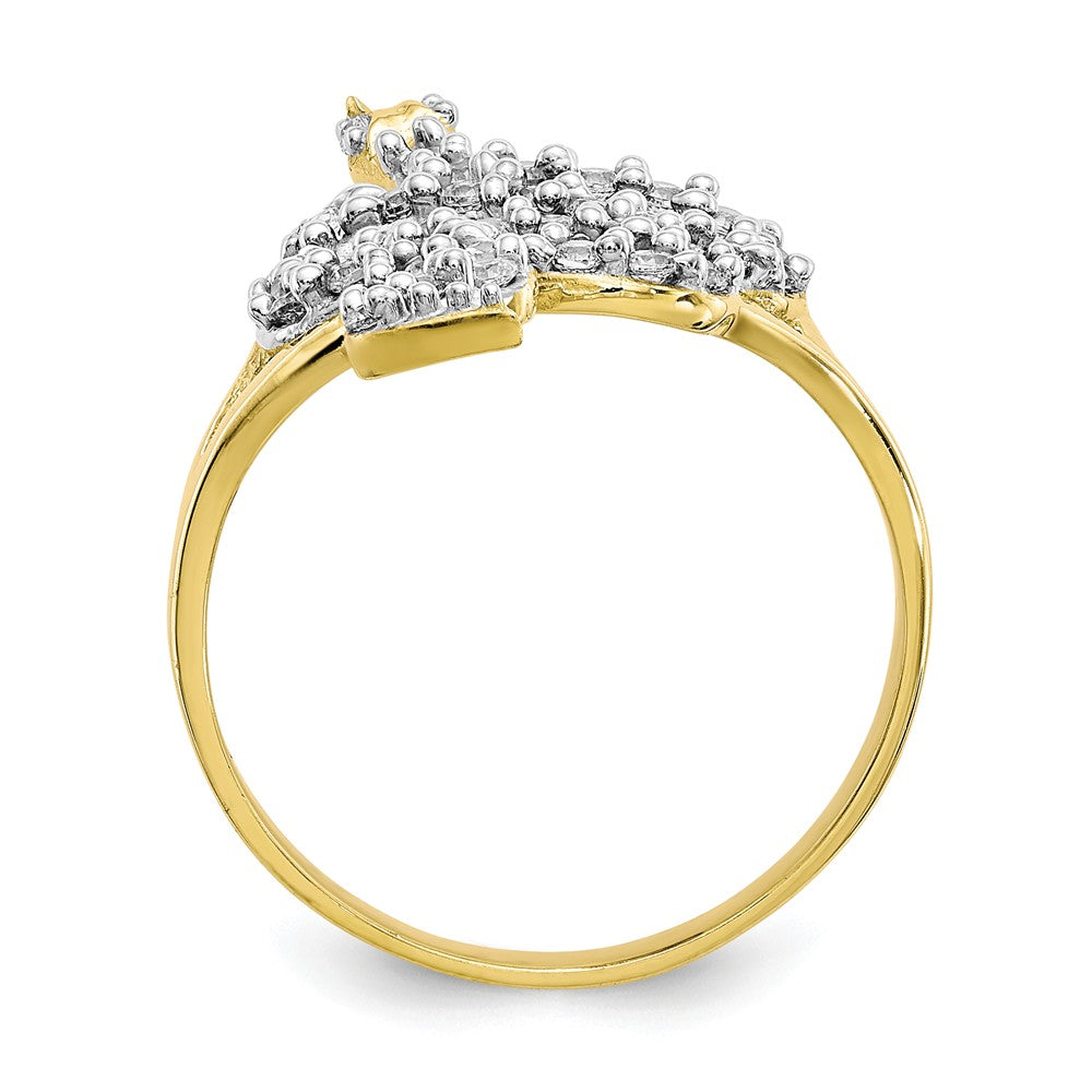 10k & Rhodium CZ Snake Ring, Size: 6