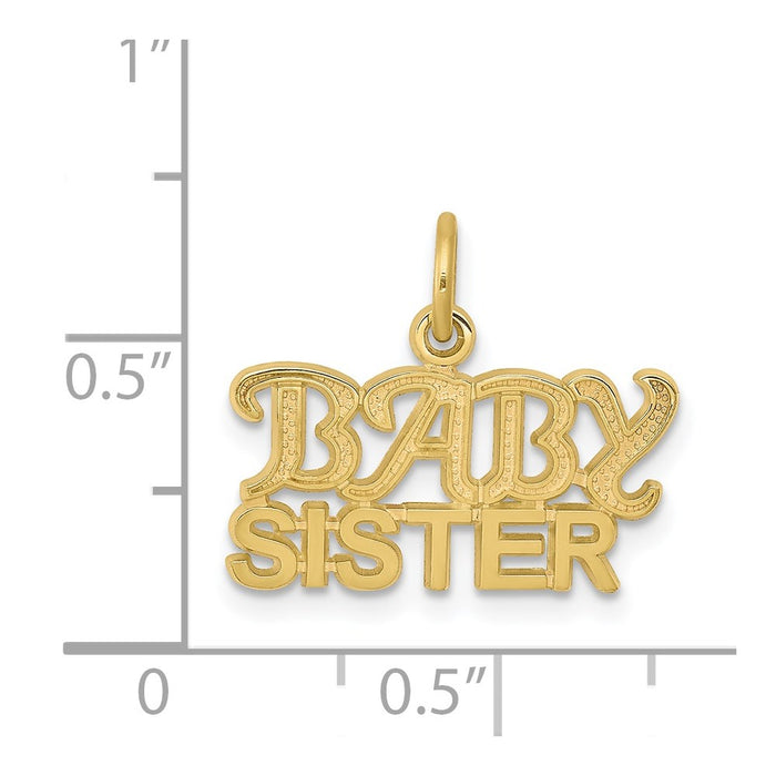 Million Charms 10K Yellow Gold Themed Baby Sister Charm