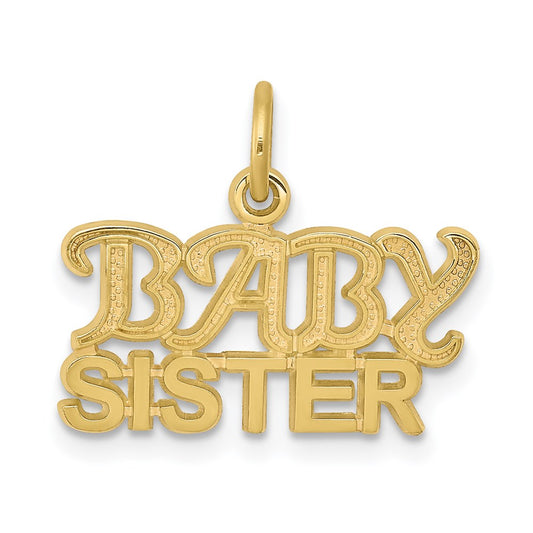Million Charms 10K Yellow Gold Themed Baby Sister Charm