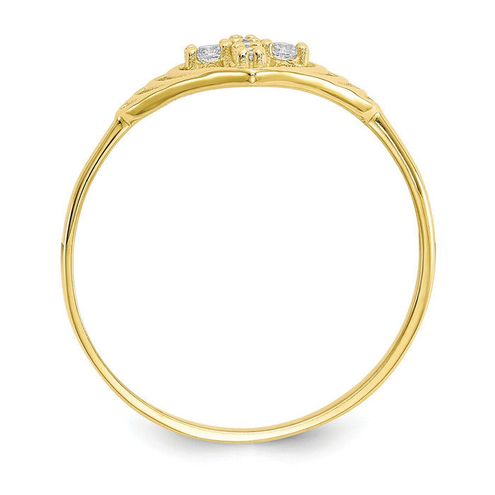 10k Yellow Gold CZ Cross Ring, Size: 6