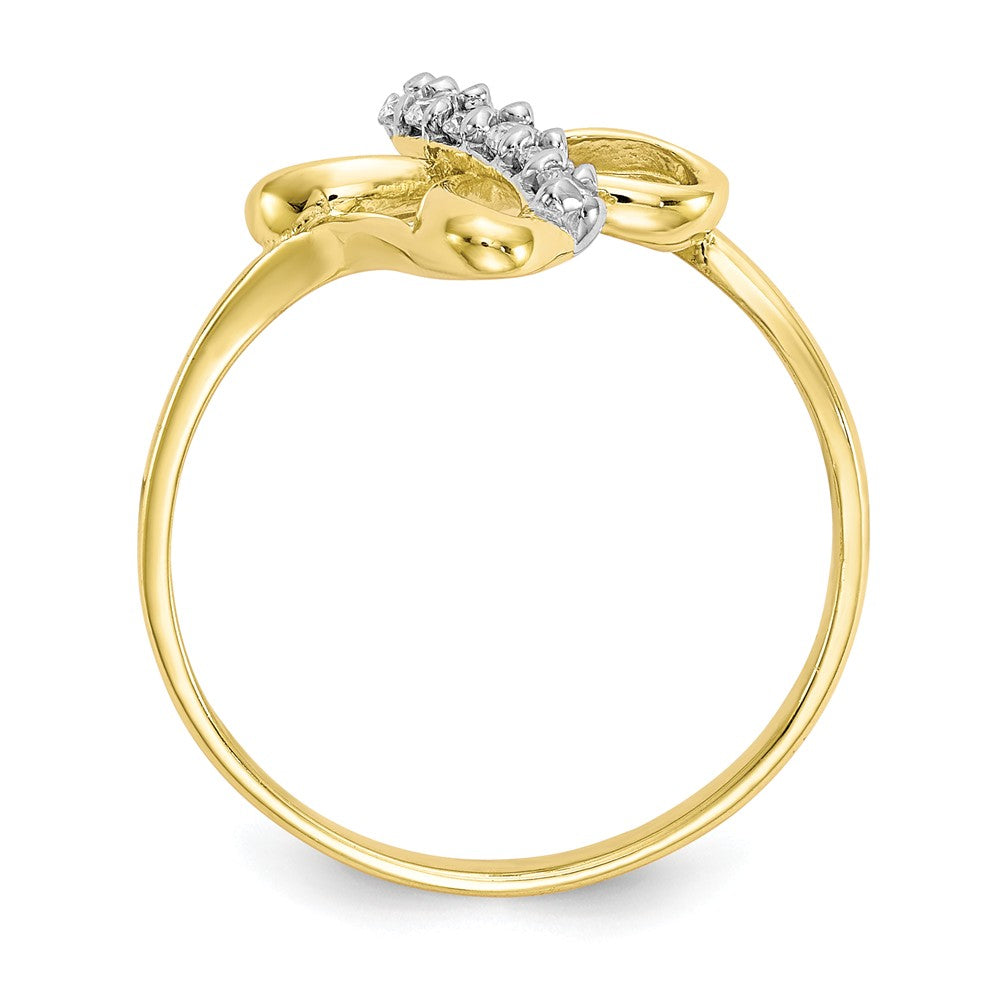 10k Yellow Gold CZ Cross Ring, Size: 6