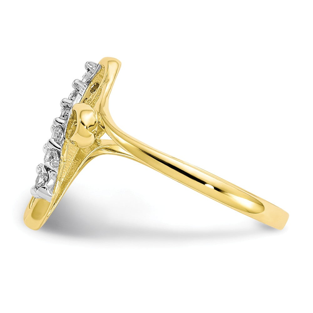 10k Yellow Gold CZ Cross Ring, Size: 6