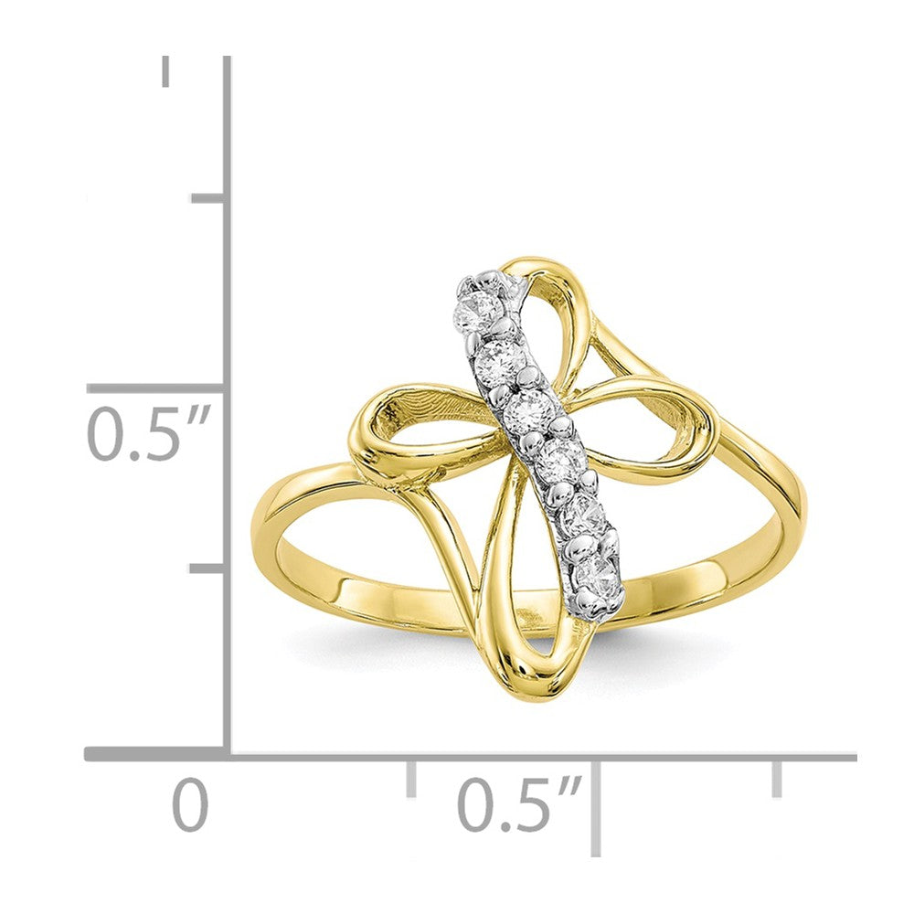 10k Yellow Gold CZ Cross Ring, Size: 6