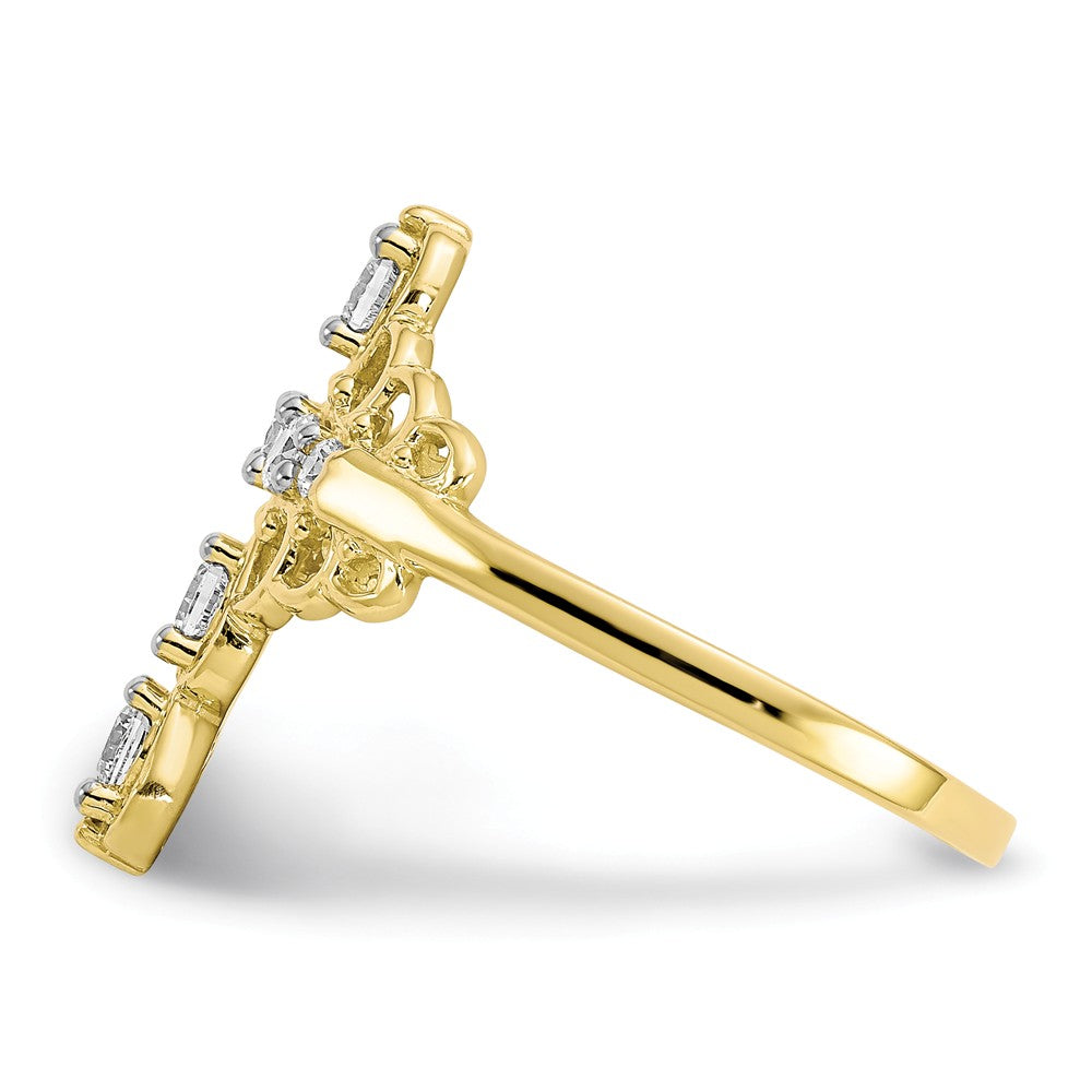 10k Yellow Gold CZ Cross Ring, Size: 6