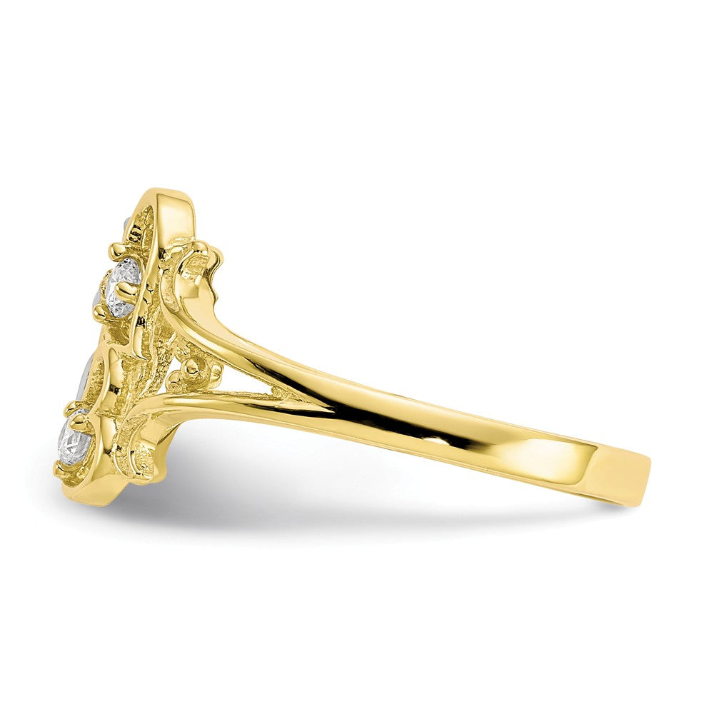10k Yellow Gold & Rhodium CZ Angel with Hearts Ring, Size: 6