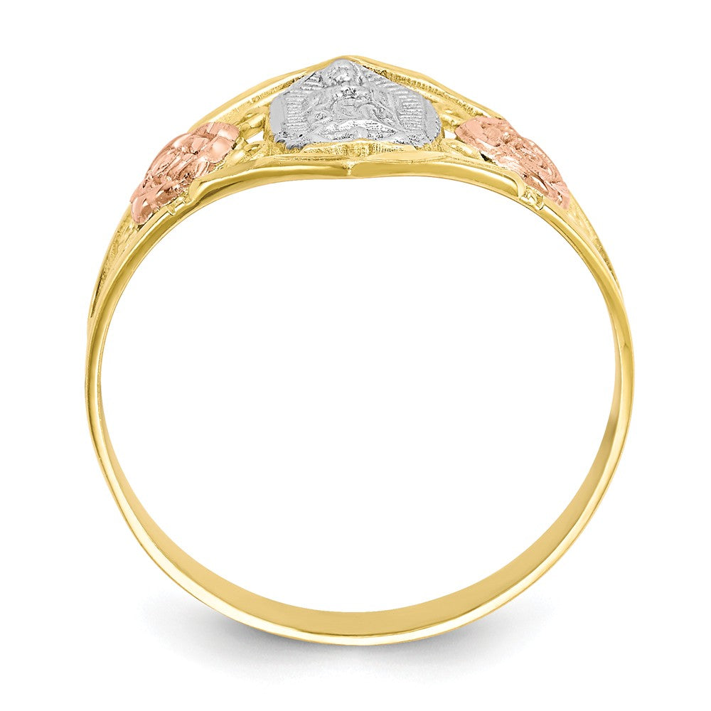10k Two-Tone Gold & Rhodium Our Lady of Guadalupe Ring, Size: 6