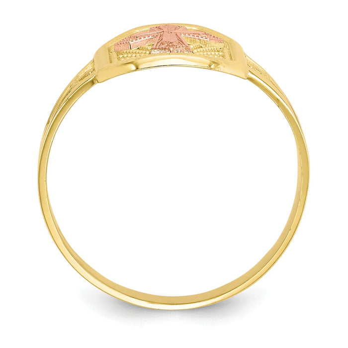 10k Two-Tone Gold Filigree Cross Ring, Size: 6