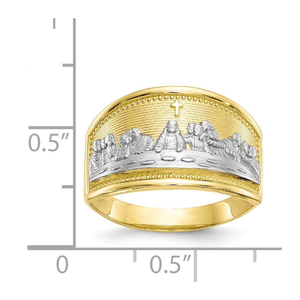 10k & Rhodium Ladies Last Supper Ring, Size: 6