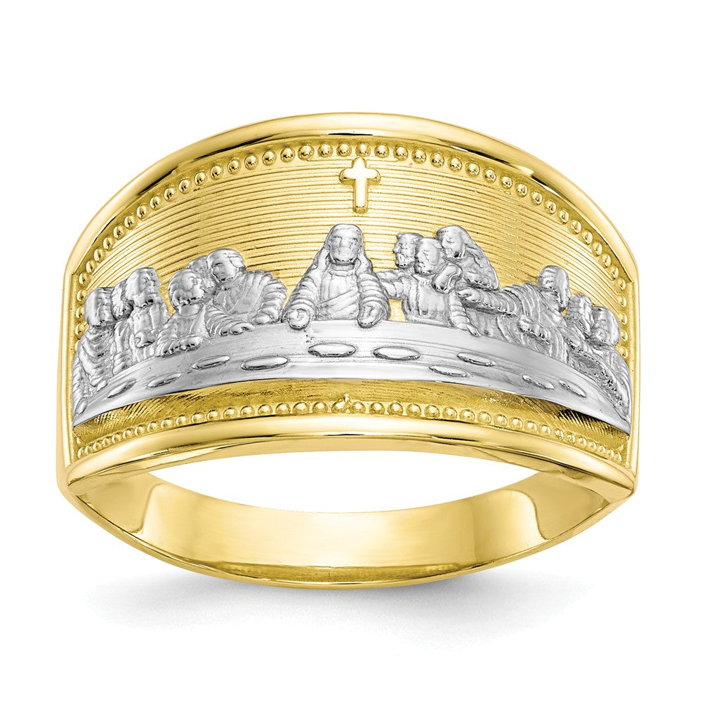 10k & Rhodium Ladies Last Supper Ring, Size: 6