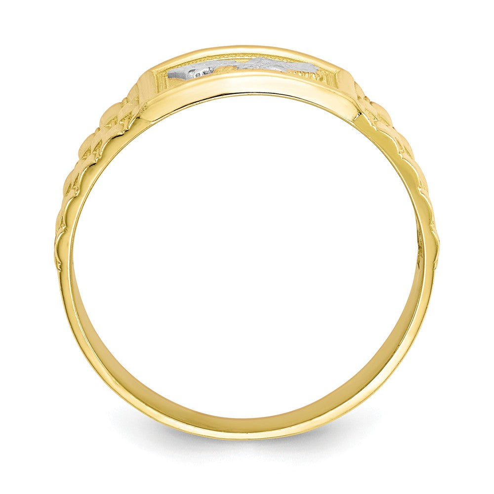 10k & Rhodium Men's Eagle Ring, Size: 10