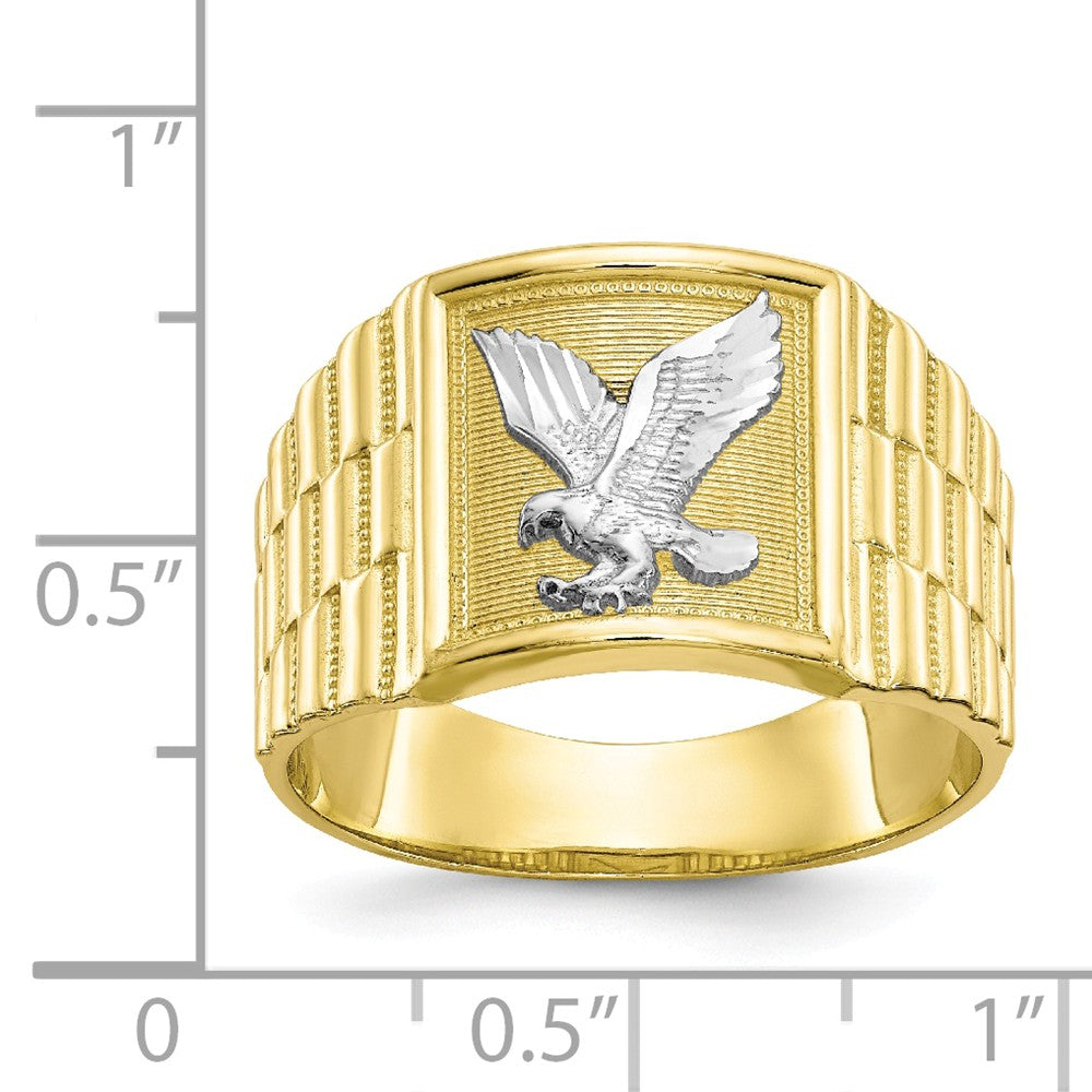 10k & Rhodium Men's Eagle Ring, Size: 10