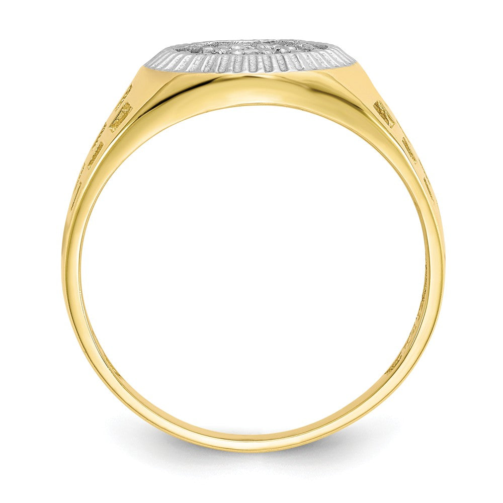 10k & Rhodium Men's CZ Cluster Ring, Size: 10