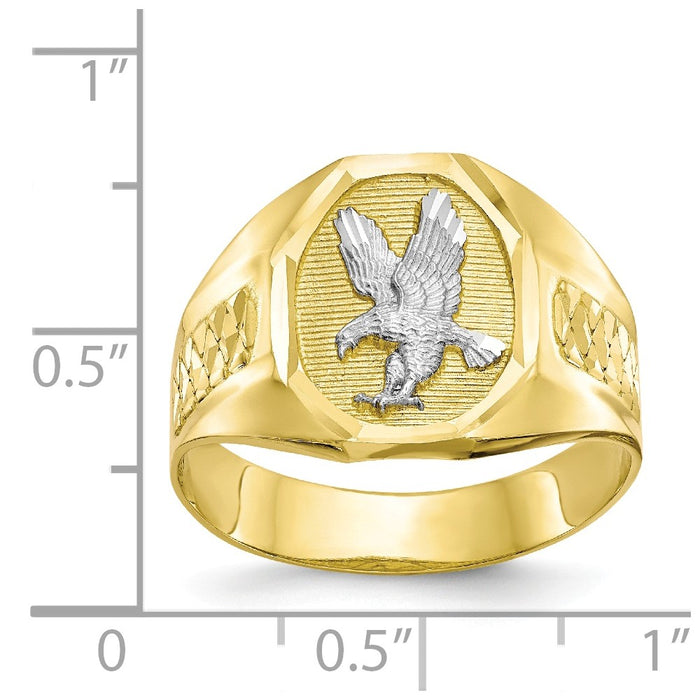 10k & Rhodium Men's Eagle Ring, Size: 10