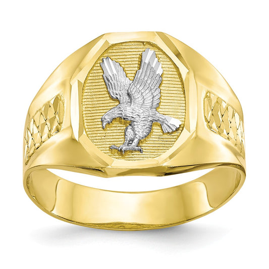 10k & Rhodium Men's Eagle Ring, Size: 10