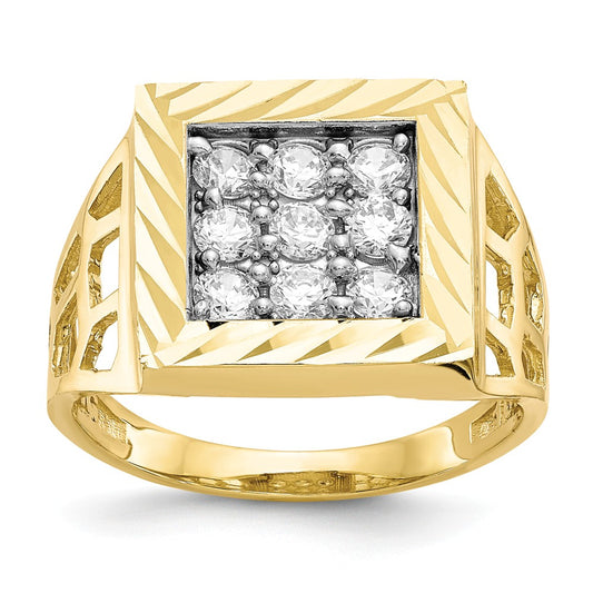 10k Yellow Gold Men's CZ Ring, Size: 10