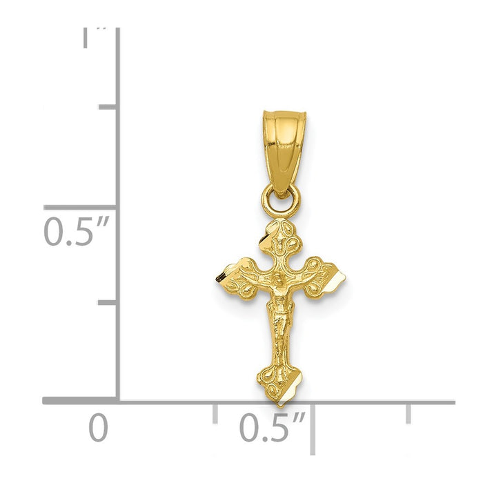 Million Charms 10K Yellow Gold Themed Tiny Relgious Crucifix Pendant