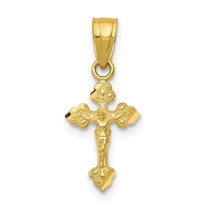 Million Charms 10K Yellow Gold Themed Tiny Relgious Crucifix Pendant