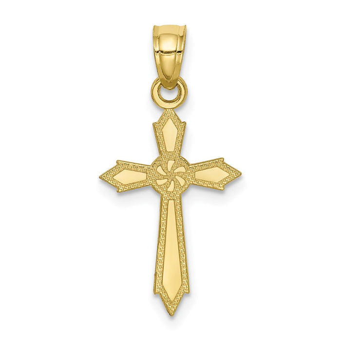 Million Charms 10K Yellow Gold Themed Passion Relgious Cross Pendant