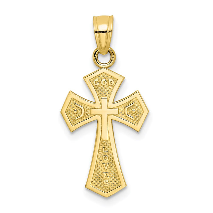 Million Charms 10K Yellow Gold Themed Reversible Relgious Cross Charm