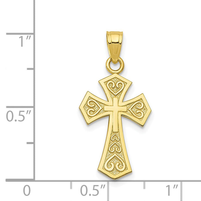 Million Charms 10K Yellow Gold Themed Reversible Relgious Cross Charm