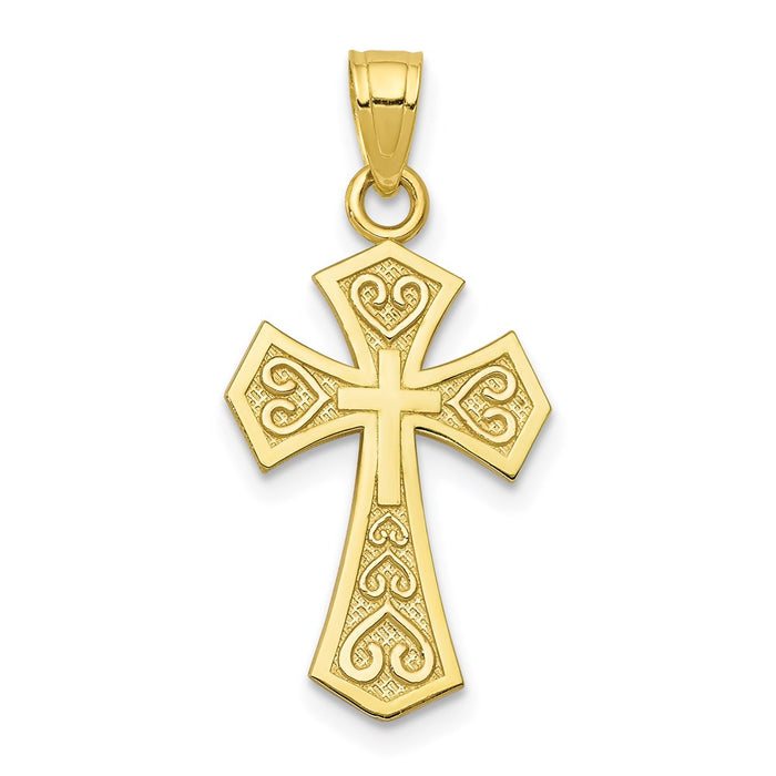 Million Charms 10K Yellow Gold Themed Reversible Relgious Cross Charm