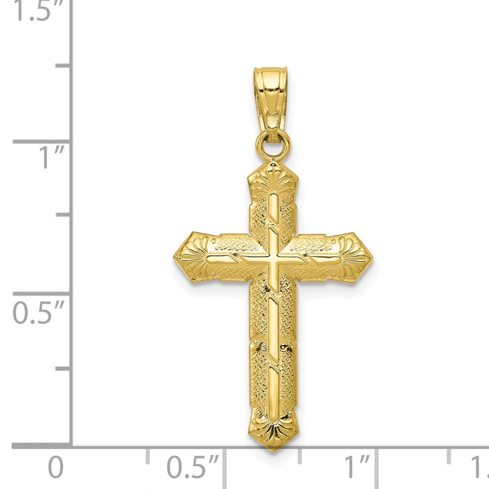 Million Charms 10K Yellow Gold Themed Passion Relgious Cross Pendant