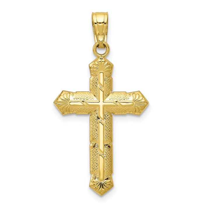 Million Charms 10K Yellow Gold Themed Passion Relgious Cross Pendant