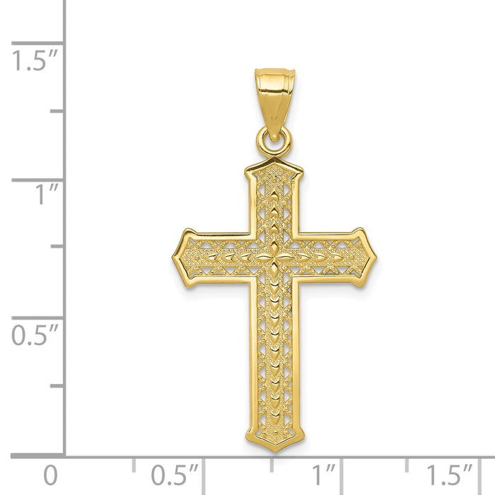 Million Charms 10K Yellow Gold Themed Relgious Cross Pendant