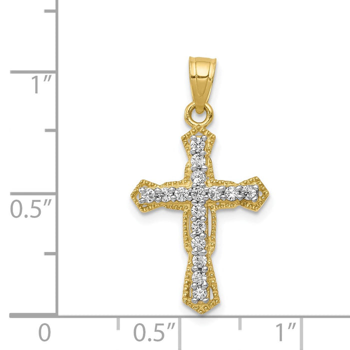 Million Charms 10K Yellow Gold Themed (Cubic Zirconia) CZ Relgious Cross Pendant