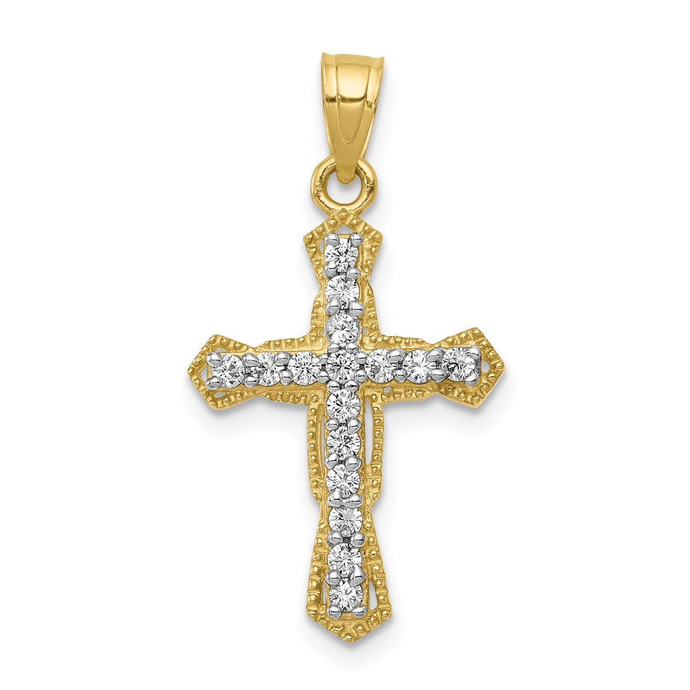 Million Charms 10K Yellow Gold Themed (Cubic Zirconia) CZ Relgious Cross Pendant